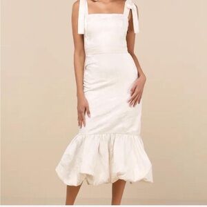 Lulu's Cream Tie-Strap Midi Dress